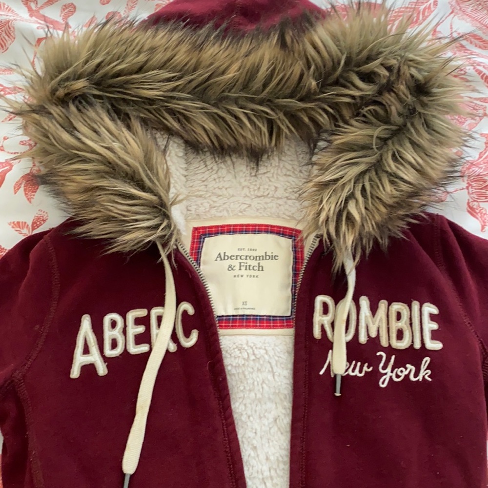 Abercrombie & Fitch faux fur zip up hoodie